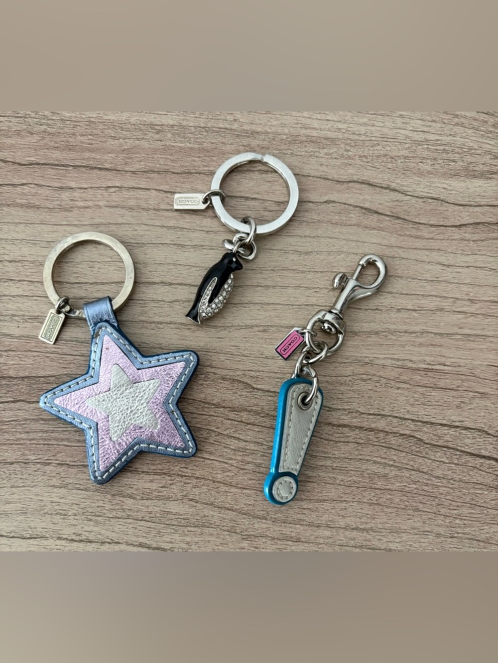 Coach vintage lot Star Penguin Star Keychain bag Charm FOB